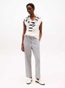 Linen-Blend Stripe Pull-On Pant