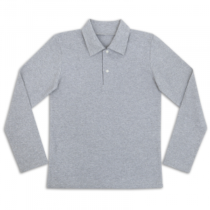 Футболка Поло с длинным рукавом серая