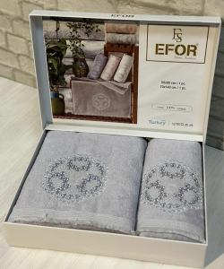 Набор полотенец EFOR из 2-х предметов (50*90 и 70*140) KANAVICE сирень MOR