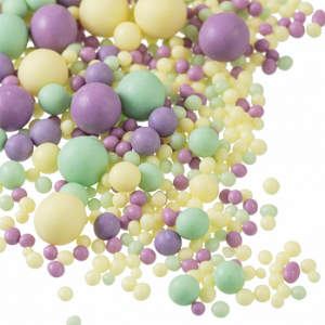 Посыпка микс из рисового драже в глазури матовая «Желтая/изумрудная/сиреневая», 1 кг