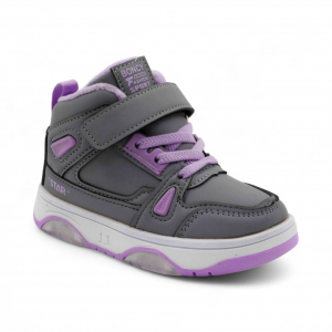 Кроссовки высокие демисезонные В7778-15 серо фиолетовые