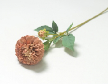 Искусственные цветы, Ветка георгин 1 голова + 1 бутон (1010237)