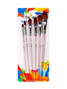 Набор кистей пони-синтетика, плоские, 6 штук, с прозрачными ручками (№2.4,6.8,10.12)