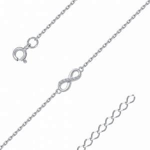 Браслет с фианитом родированный серебро 925*