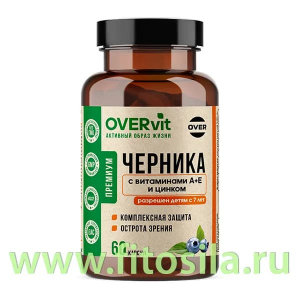 Черника+Витамин А+витамин Е+цинк 60 капсул (OVERvit) БАД