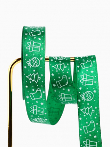 Лента атласная «Новогодняя», зелёная, 2 см ? 5 м