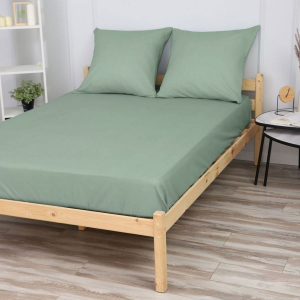 Простыня на резинке Оливковый сатин