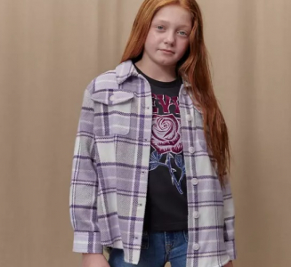 Oversized Plaid Shacket Big Girls 7-16