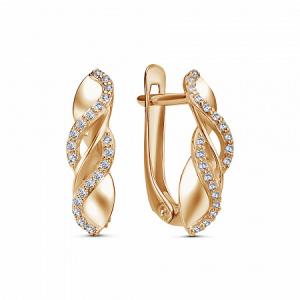 Серьги с фианитом позолоченные серебро 925*