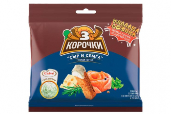 «3 Корочки», сухарики со вкусом сёмги с сыром и соусом тар-тар «Calve», 85 г