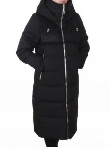 23-636 BLACK Пальто зимнее женское (холлофайбер 150 гр., искусственная дубленка)
