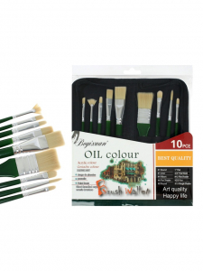 Набор кистей щетина 10 штук, в пенале на молнии