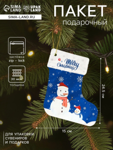 Пакет подарочный новогодний, с zip - lock застежкой, 15?24.5 см