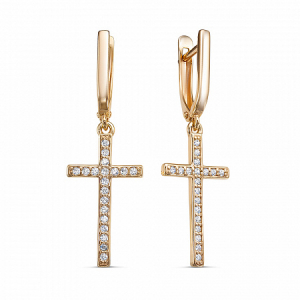 Серьги с фианитом позолоченные серебро 925*