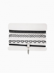 Чокер «Ассорти» романтика, (набор 4 шт.), цвет чёрно-серебряный, 30.5 см