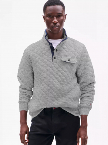 Quilted Quarter-Snap Sweatshirt