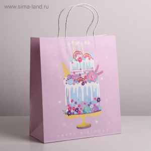 Пакет крафтовый Happy Birthday, 26 ? 30 ? 11,5 см 4783322