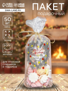 Пакет новогодний фасовочный БОПП, с донной складкой, «Венок» 15?30 см