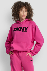 OVERSIZED FLOCKED LOGO PULLOVER HOODIE