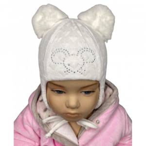 2696-1 Шапка зимняя с помпонами из кролика TuTu