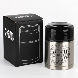 Термос для еды Мастер К «Приятного аппетита», 800 мл, нержавеющая сталь, серебристый, чёрный