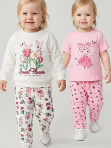 Брюки для девочки, 2 пары в комплекте