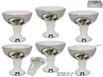 304-067 Набор из 6 креманок 10см. с ложками PARIS в под.уп.(х6)Фарфор