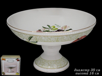 110347 Фруктовница на ножке 30см  ФРУКТЫ  в под.уп.(х4)