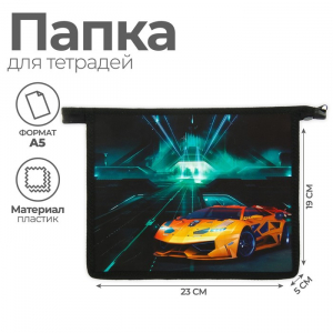 Папка для тетрадей А5, 230 х 190 х 50 мм, молния сверху, пластиковая, Calligrata 