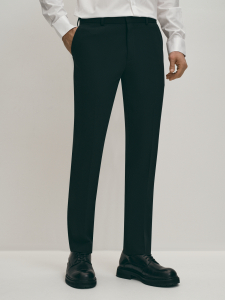 Брюки прямые со стрелками из смесового материала на основе натуральной шерсти