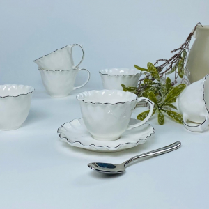 305-290 Кофейный набор 12пр.120мл  ВАНЕССА СЕРЕБРО 130мл в под.уп.(х12)Фарфор