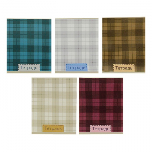Тетрадь 48 листов в клетку, Calligrata «Шотландка», серые листы, МИКС
