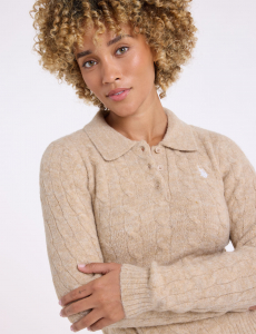 CABLE HENLEY POLO SWEATER