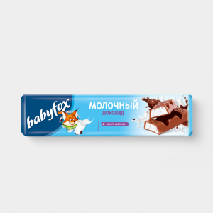 «BabyFox», шоколадный батончик с молочной начинкой, 45 г (упаковка 30 шт)