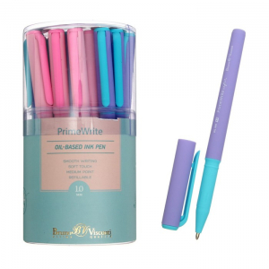 Ручка шариковая PrimeWrite. Basic. Zefir, узел 1.0 мм, синие пигментные чернила на масляной основе, корпус Soft Touch, МИКС