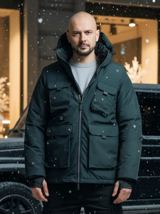 Куртка - жилетка трансформер с подогревом 2 в 1 мужская зимняя темно-синего цвета 6668TS