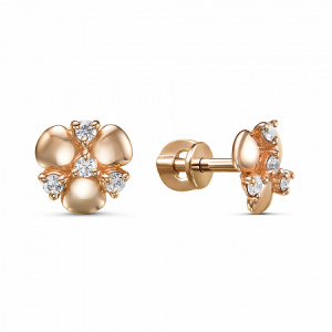 Серьги с фианитом позолоченные серебро 925*