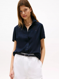 Short-Sleeve Linen-Blend Shirt