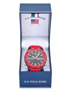 MENS RED STRAP ANA DIGI SPORT WATCH