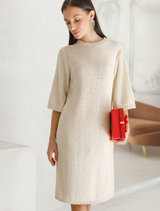 Платье вязаное из хлопковой пряжи с пайетками