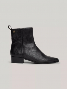 Snake Embossed Leather Ankle Cowboy Boot