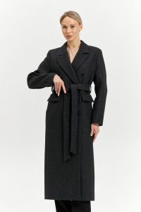 Пальто женское демисезонное 26326 (серый/диагональ)