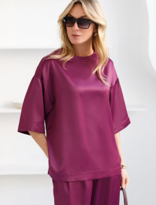 Блузка свободная из струящегося плотного сатина