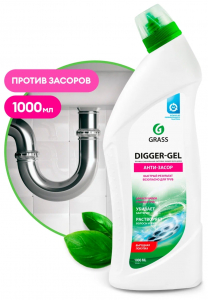 Средство щелочное для прочистки канализационных труб Grass DIGGER-GEL 1000мл