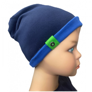 32/143 Шапка двухсторонняя трикотажная для мальчиков AJS