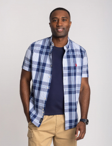 SHORT SLEEVE PLAID MADRAS SHIRT WITH POCKET
