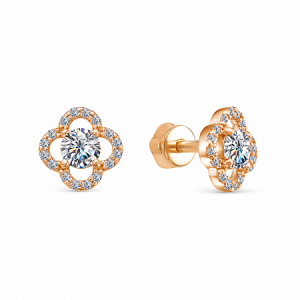 Серьги с фианитом позолоченные серебро 925*