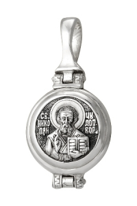 Мощевик (Свт. и чудотв. Николай) из серебра частичное чернение литье