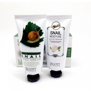 Jigott Набор кремов для рук и ног с экстрактом слизи улитки / Real Moisture Snail Hand & Foot Set, 100 мл x 2