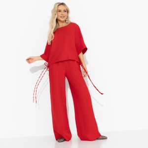 Брючный костюм свободной посадки, Энергия цвета (red 2 в 1)